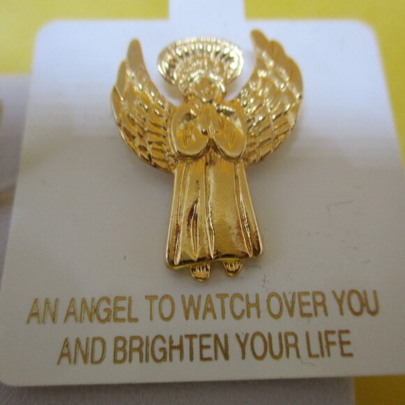 Guardian Angel Brooch Guardian Angel Lapel Pin Tie Tac Pin Gold Tone Tack Pin - Picture 2 of 7